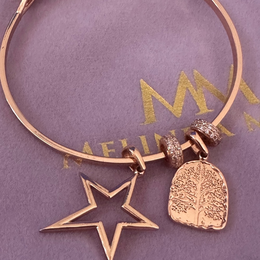 Melinda Maria Rose Gold Star and Tree Charm Bracelet